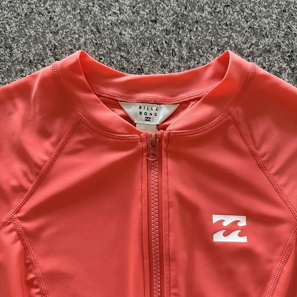 Billabong Surf Suit 1/2 Zip Long Sleeve Bodysuit Women's Size M Beach Babe Coral - Picture 2 of 5